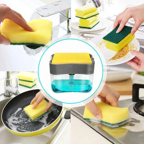 2 in 1 Smart Kitchen Liquid Soap Dispenser (450 ML)- Free Sponge With every order - Image 2