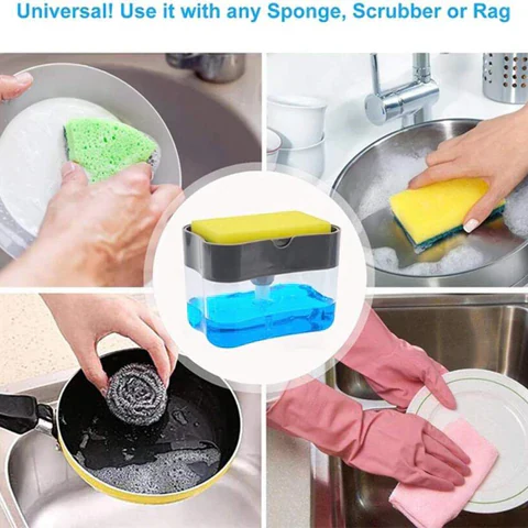 2 in 1 Smart Kitchen Liquid Soap Dispenser (450 ML)- Free Sponge With every order - Image 4