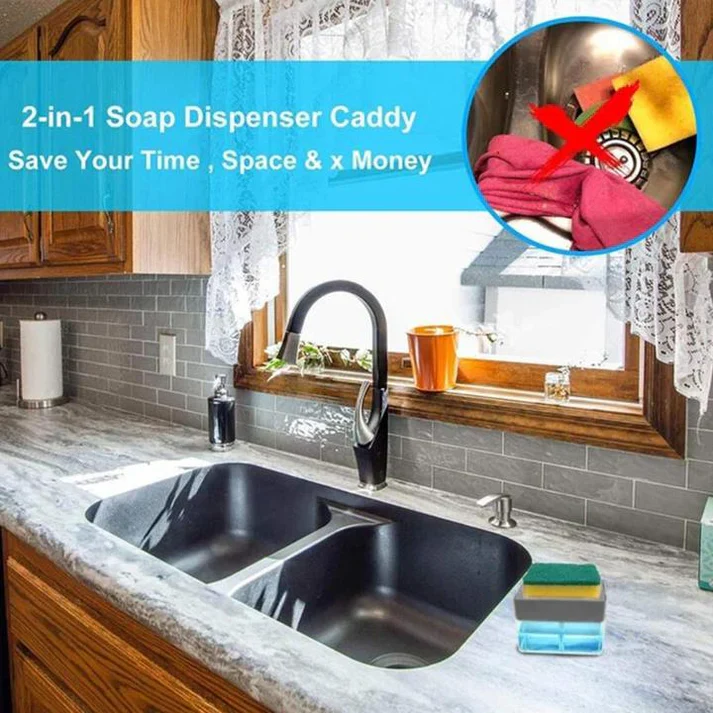 2 in 1 Smart Kitchen Liquid Soap Dispenser (450 ML)- Free Sponge With every order - Image 5