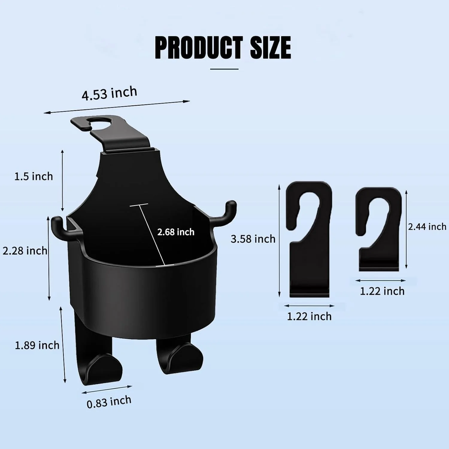 3-in-1 Car Seat Back Hook with Cup Holder (Set of 2); f - Image 7