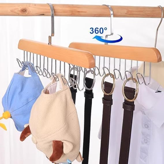Space Saving 8 Hooks Wooden Hangers with steel hooks ( Pack of 2 Pcs ).g - Image 4