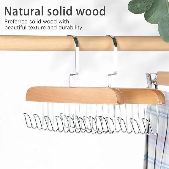 Space Saving 8 Hooks Wooden Hangers with steel hooks ( Pack of 2 Pcs ).g - Image 5