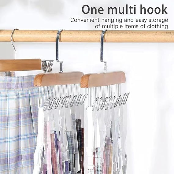 Space Saving 8 Hooks Wooden Hangers with steel hooks ( Pack of 2 Pcs ).g - Image 6