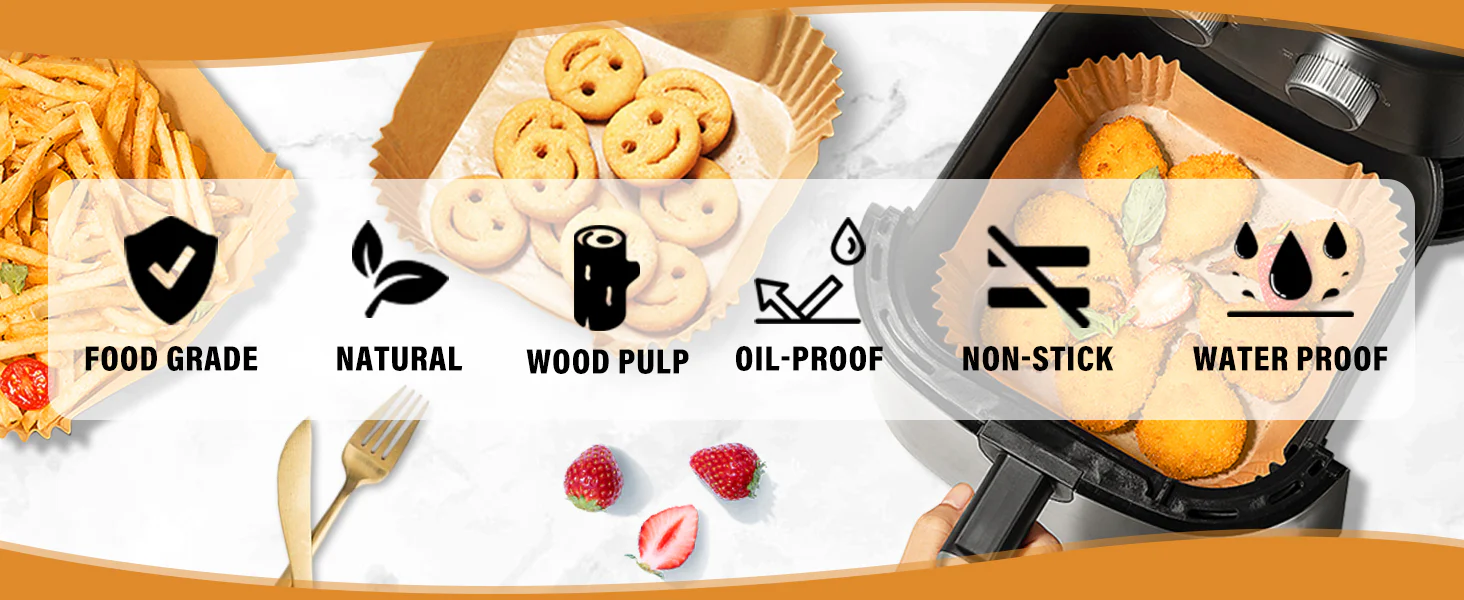 Air Fryer & Oven Paper Liners (100 Pcs) Food grade – Oil-Proof Disposable Parchment Sheets; g - Image 11