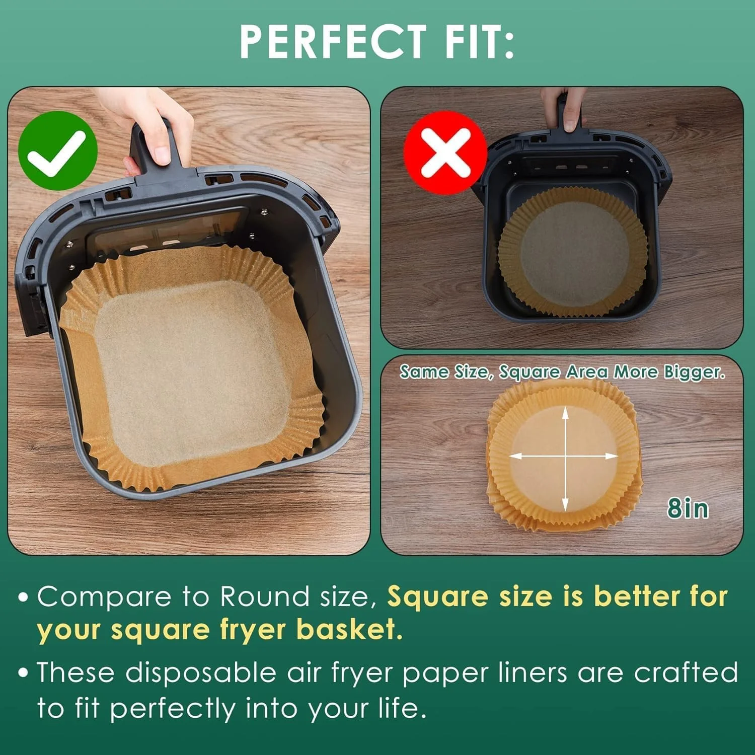 Air Fryer & Oven Paper Liners (100 Pcs) Food grade – Oil-Proof Disposable Parchment Sheets; g - Image 5