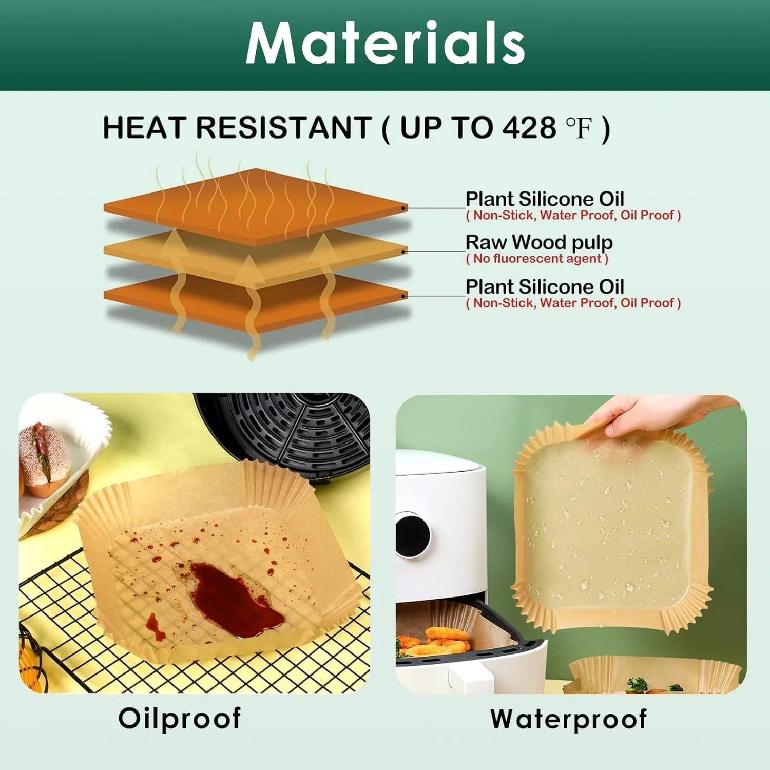 Air Fryer & Oven Paper Liners (100 Pcs) Food grade – Oil-Proof Disposable Parchment Sheets; g - Image 6