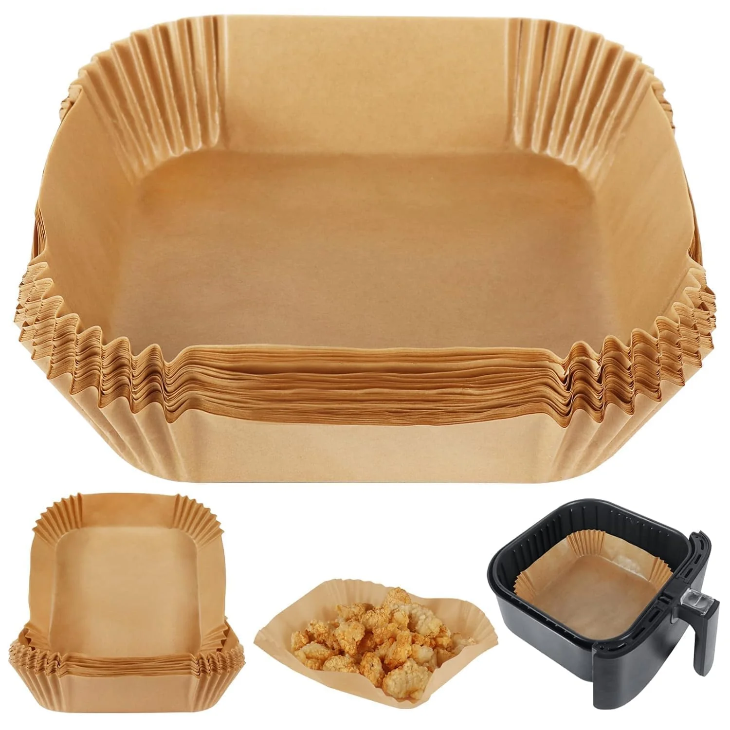 Air Fryer & Oven Paper Liners (100 Pcs) Food grade – Oil-Proof Disposable Parchment Sheets; g - Image 7