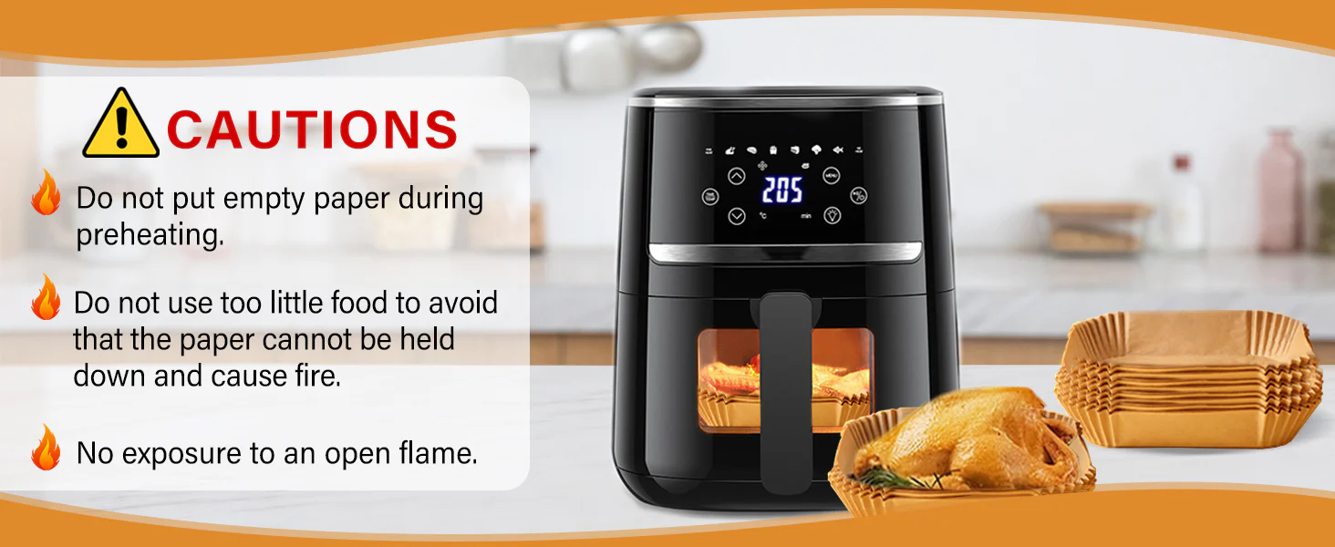 Air Fryer & Oven Paper Liners (100 Pcs) Food grade – Oil-Proof Disposable Parchment Sheets; g - Image 9