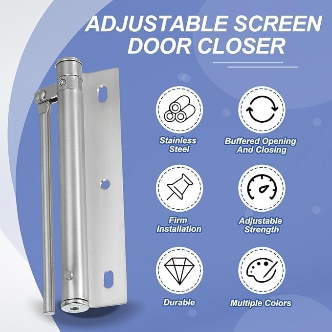 Automatic Spring Door Closer – Heavy Duty Adjustable Door Closer for Residential & Commercial Use;f - Image 3