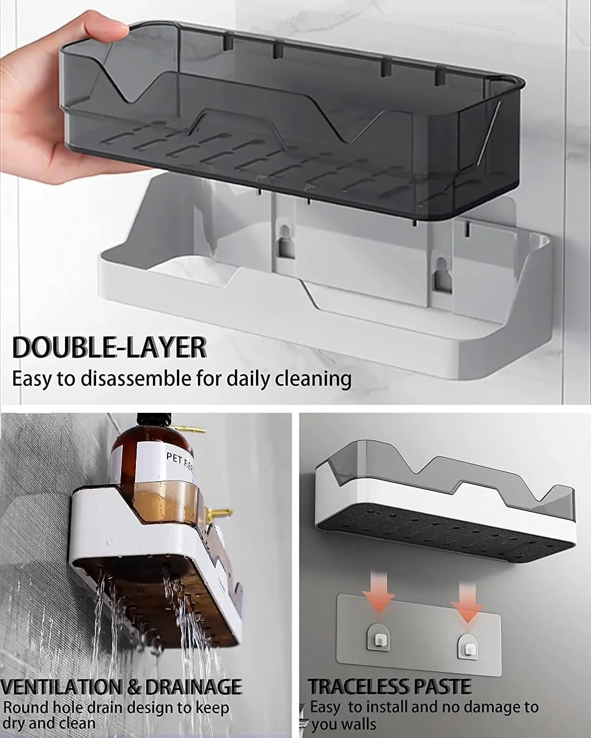 Bathroom & Kitchen adhesive organiser Shelf -(Pack of 2): f - Image 7