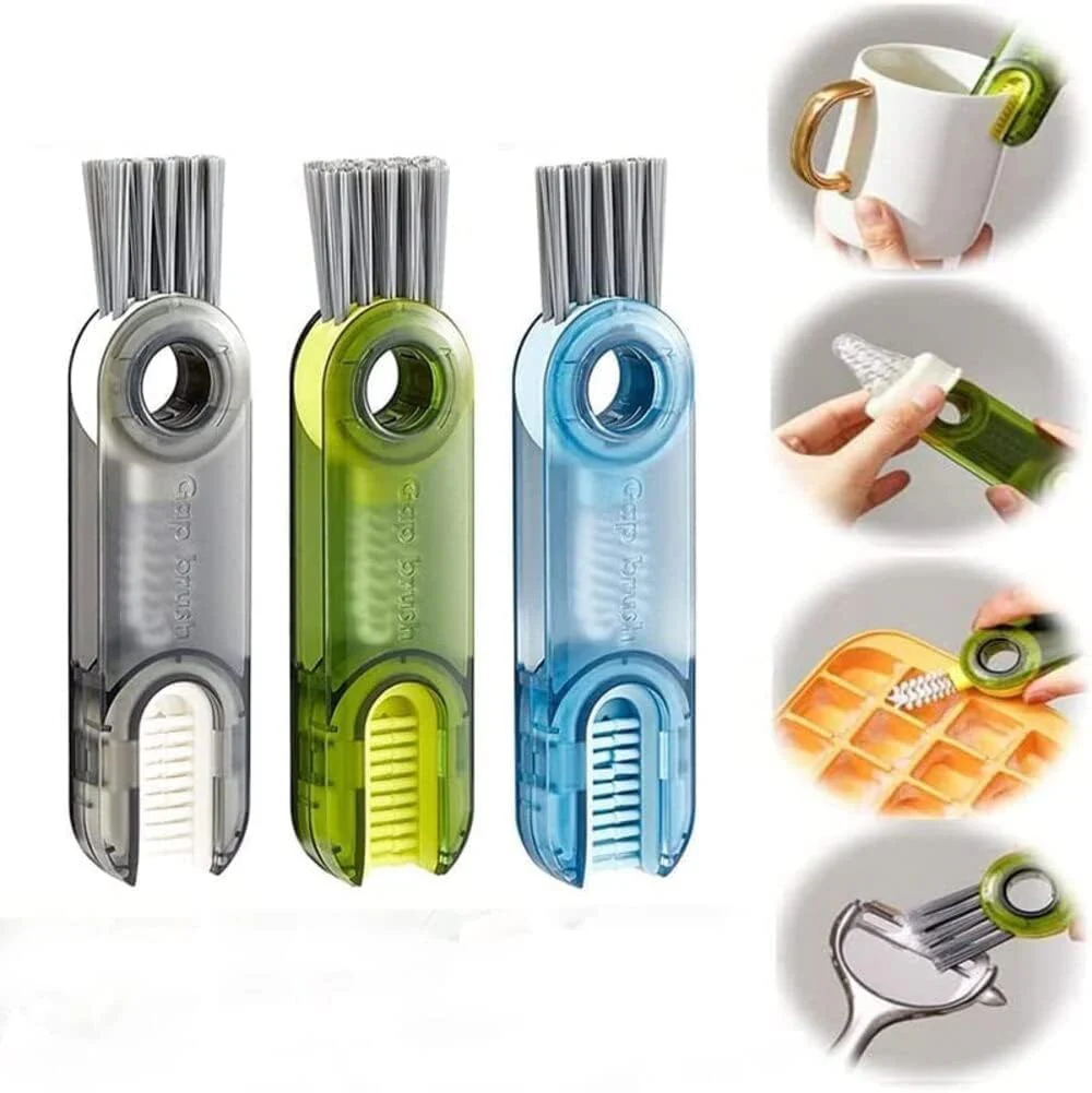 Bottle Cleaning Brush Combo- 1 long silicone brush + 1 bottle lid cleaning brush .g - Image 2