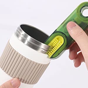 Bottle Cleaning Brush Combo- 1 long silicone brush + 1 bottle lid cleaning brush .g - Image 4