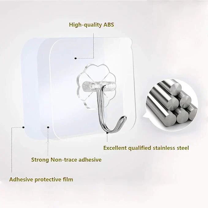 Curved Adhesive Wall Hooks, No-Drilling Waterproof Screw Free Stickers for Hanging - Image 3