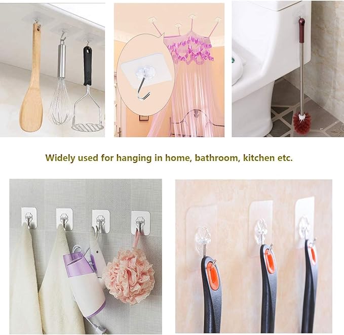 Curved Adhesive Wall Hooks, No-Drilling Waterproof Screw Free Stickers for Hanging - Image 5