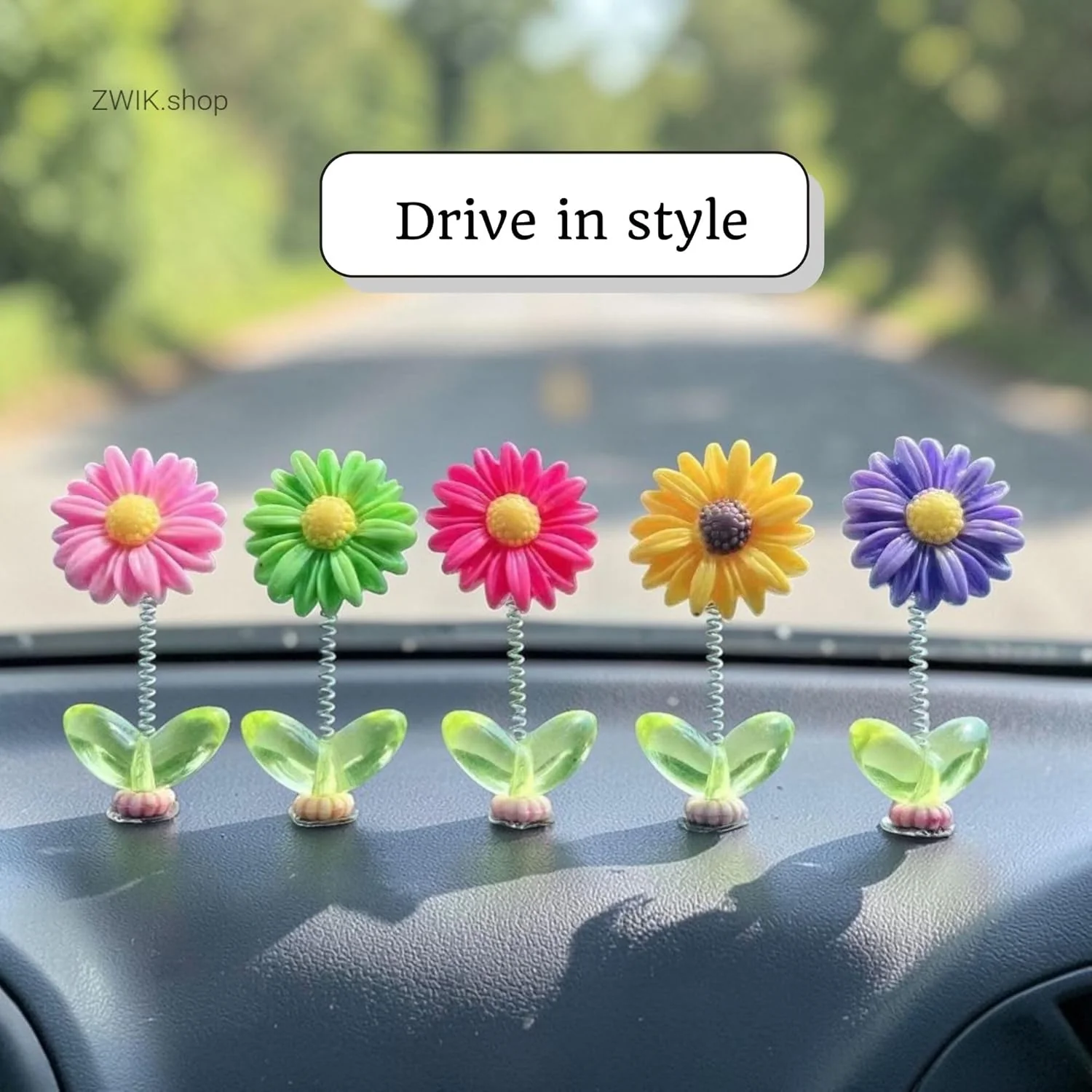 Cute Dancing Sunflower Car Dashboard Decor – Mini Shaking Flower Set (5 PCS);f - Image 6