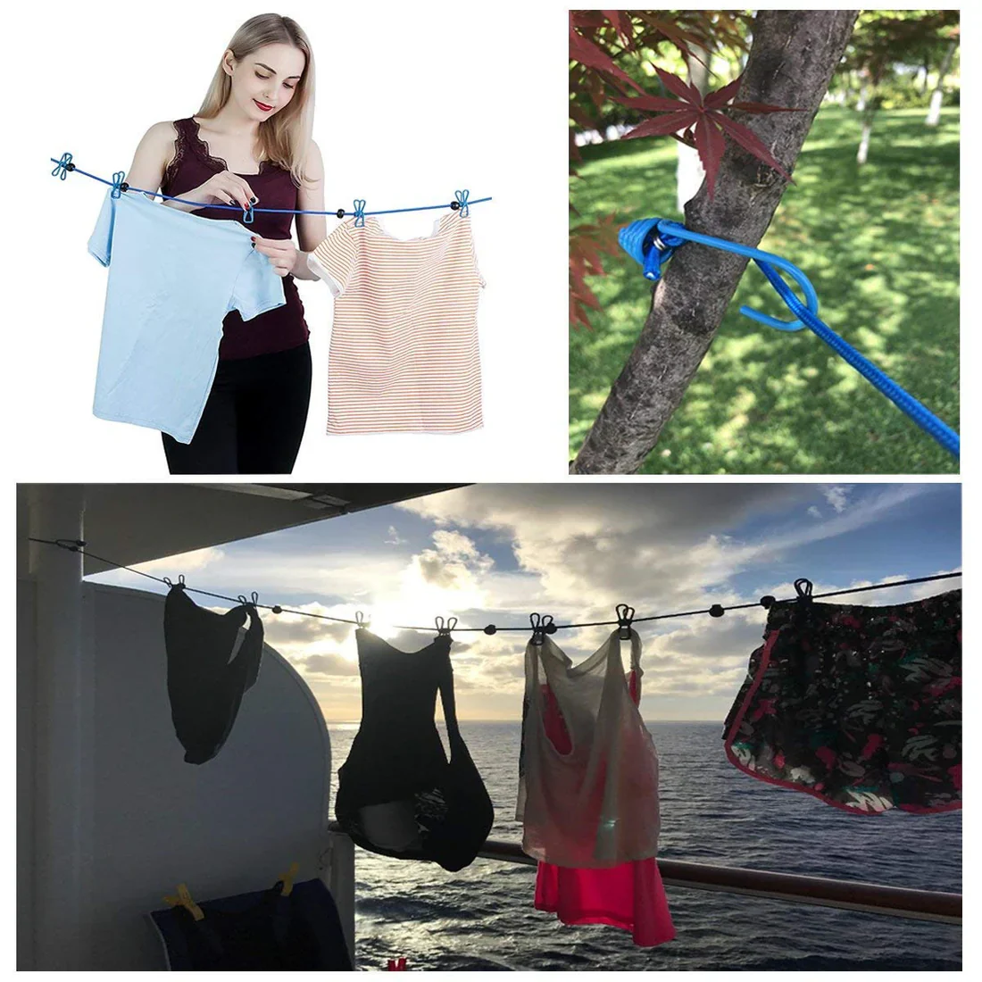 Cloth Drying Rope -with attached hooks & 12 clips - Image 6