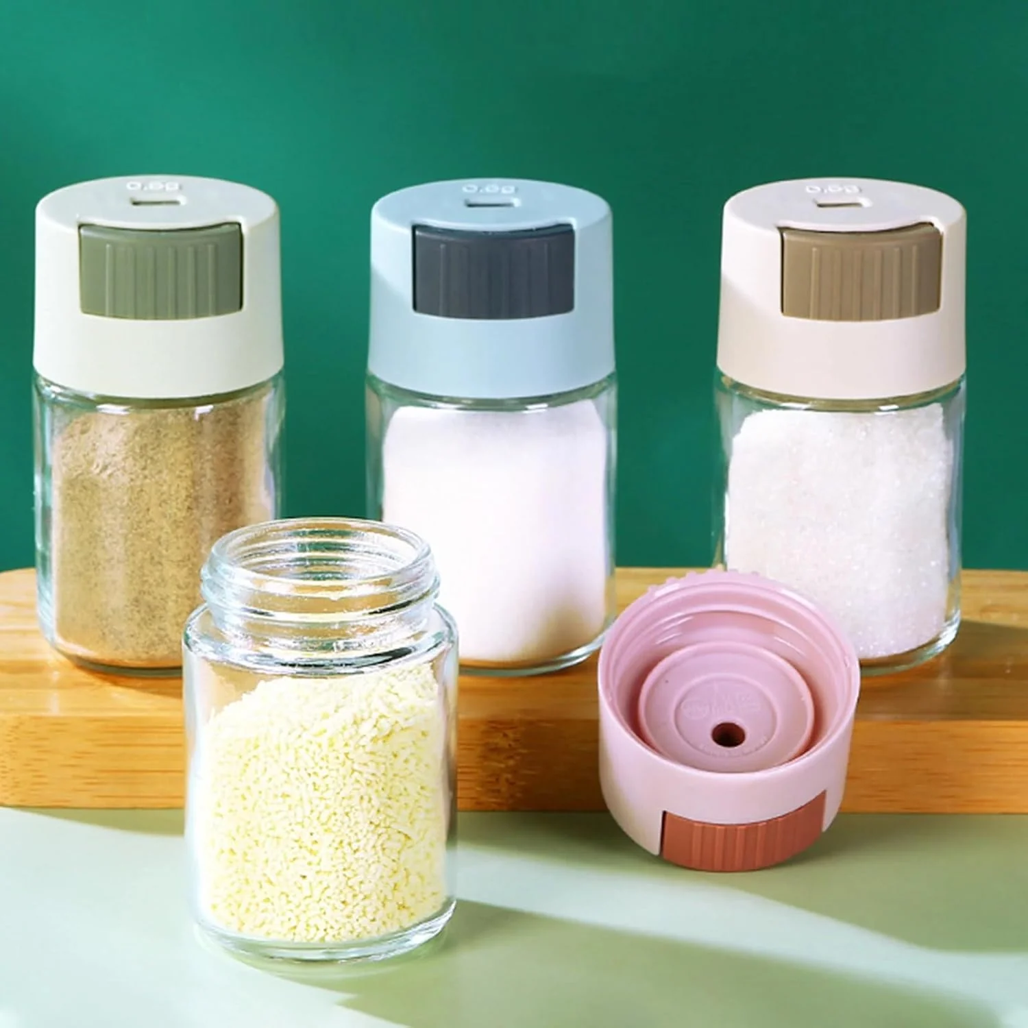 Glass Measure Spice Bottle for Kitchen - For All Spices, Seasoning Made Easy-.g