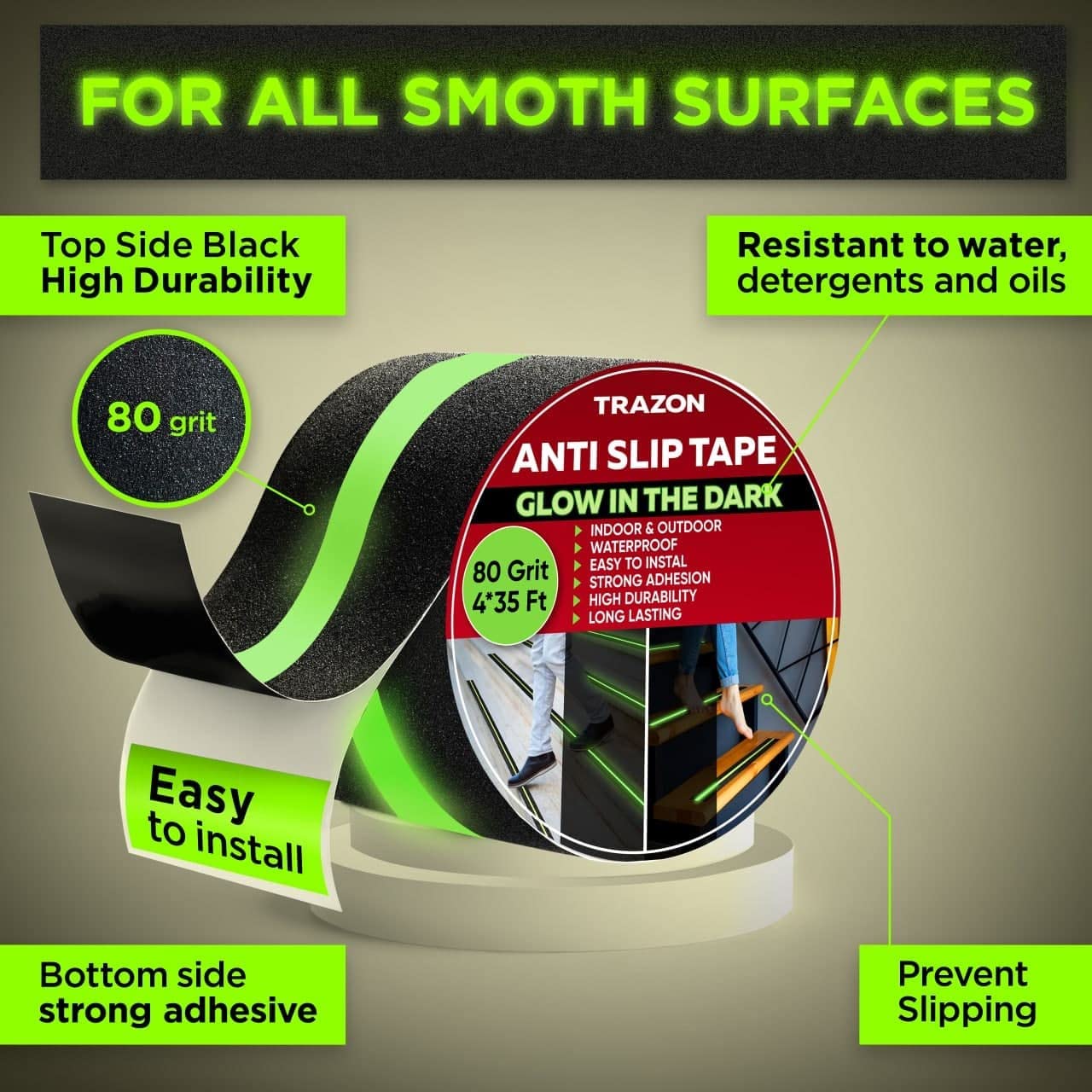 Anti Slip Tape Roll- Stops Slips on stairs, bathroom, anywhere (5 meter).-g - Image 2