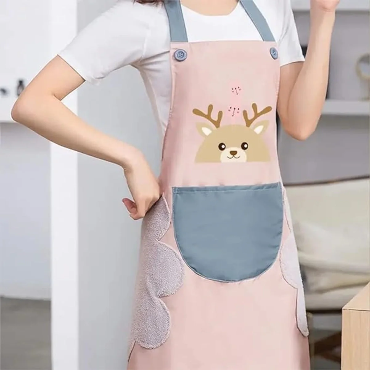 Hand-Wiping Waterproof Kitchen Apron with Big Front Pocket - Buy 1 get 1 Free .G - Image 2
