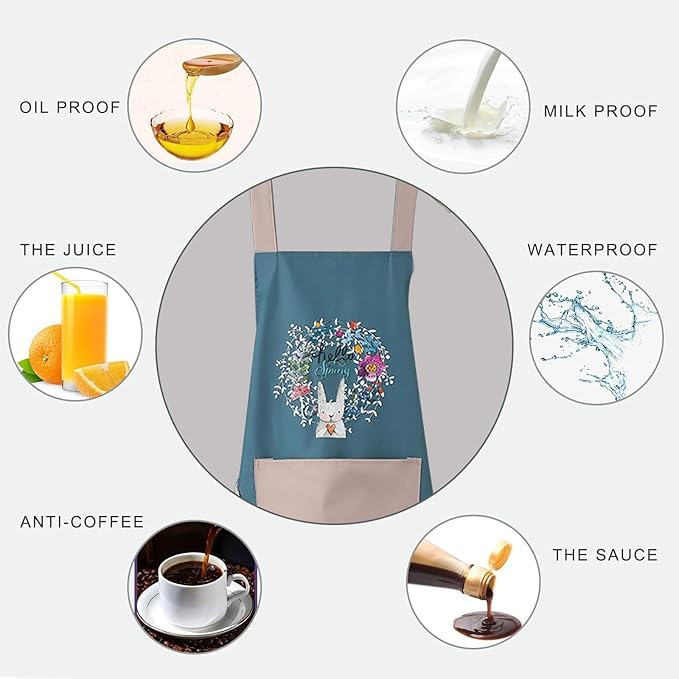 Hand-Wiping Waterproof Kitchen Apron with Big Front Pocket - Buy 1 get 1 Free .G - Image 4