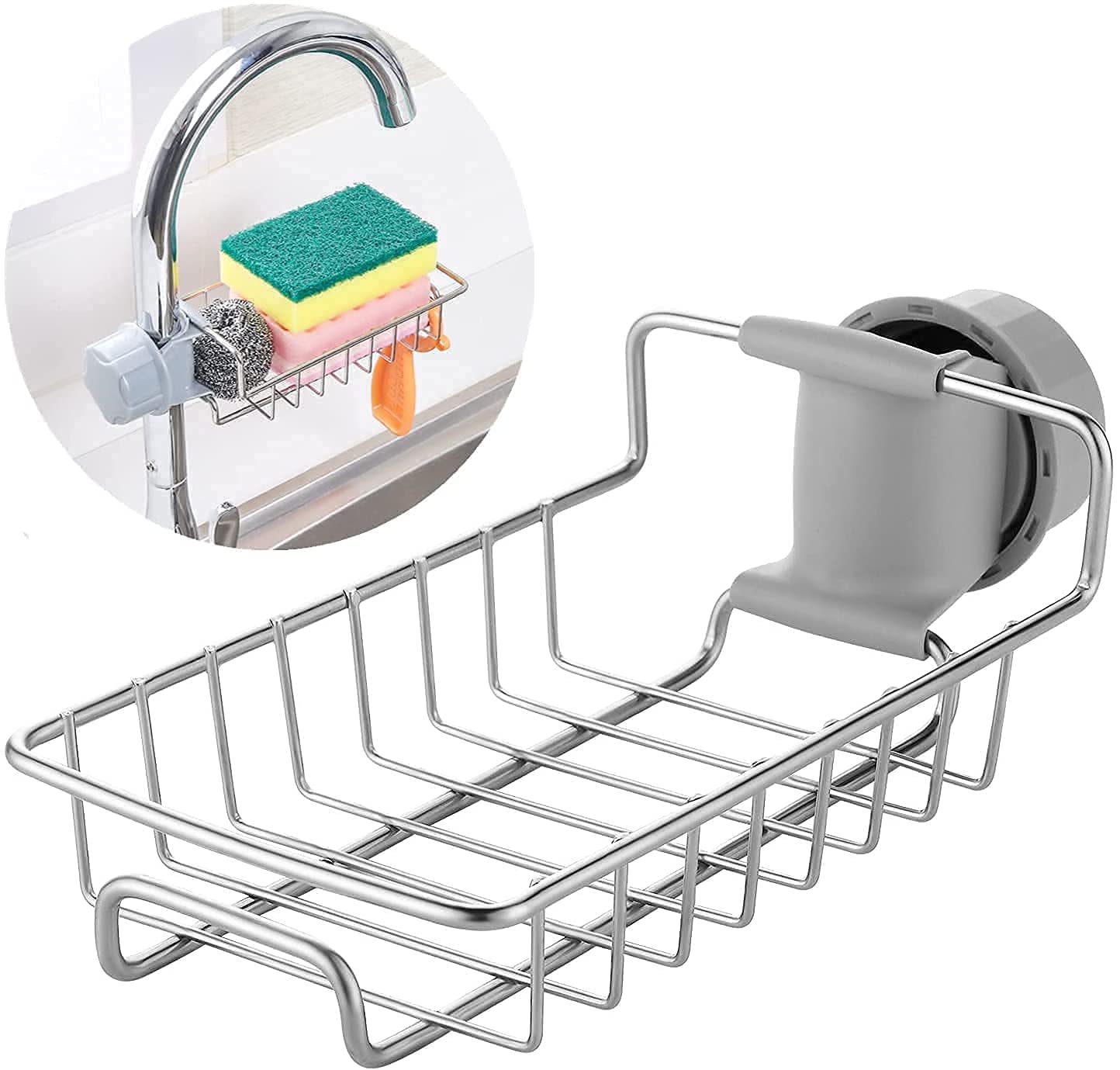 Kitchen Steel Sink Organizer - Get Free 3 Non-Scratch Dish Wash Cloth (worth 199/-) - Image 2