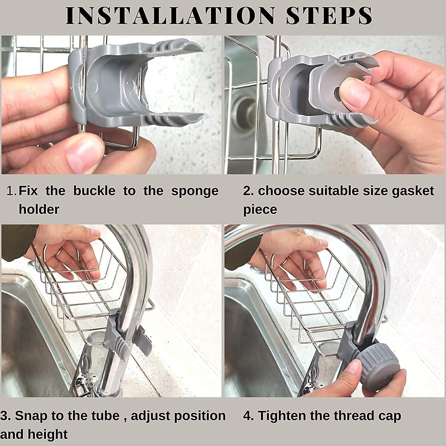 Kitchen Steel Sink Organizer - Get Free 3 Non-Scratch Dish Wash Cloth (worth 199/-) - Image 7