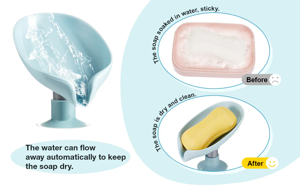 Leaf Shaped Self-Draining Soap Holder with Suction Cup-.g - Image 10
