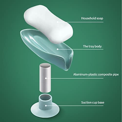 Leaf Shaped Self-Draining Soap Holder with Suction Cup-.g - Image 3