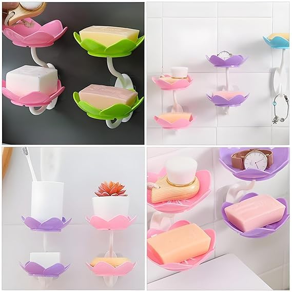 Lotus Sink Soap & Sponge Holder(Pack of 2) – No-Drill Adhesive Rack :g