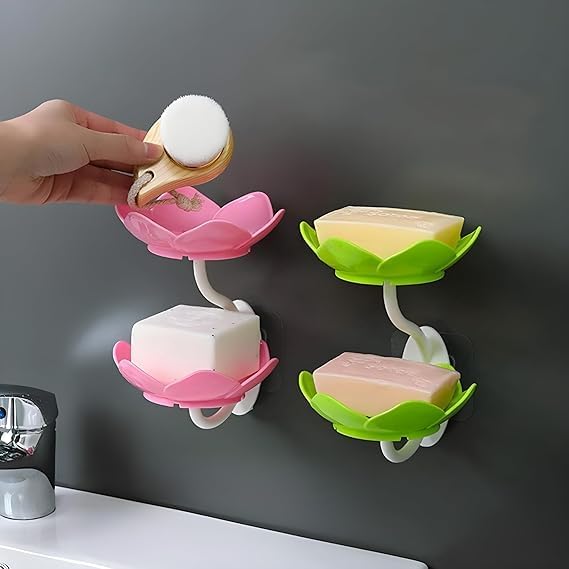 Lotus Sink Soap & Sponge Holder(Pack of 2) – No-Drill Adhesive Rack :g - Image 5