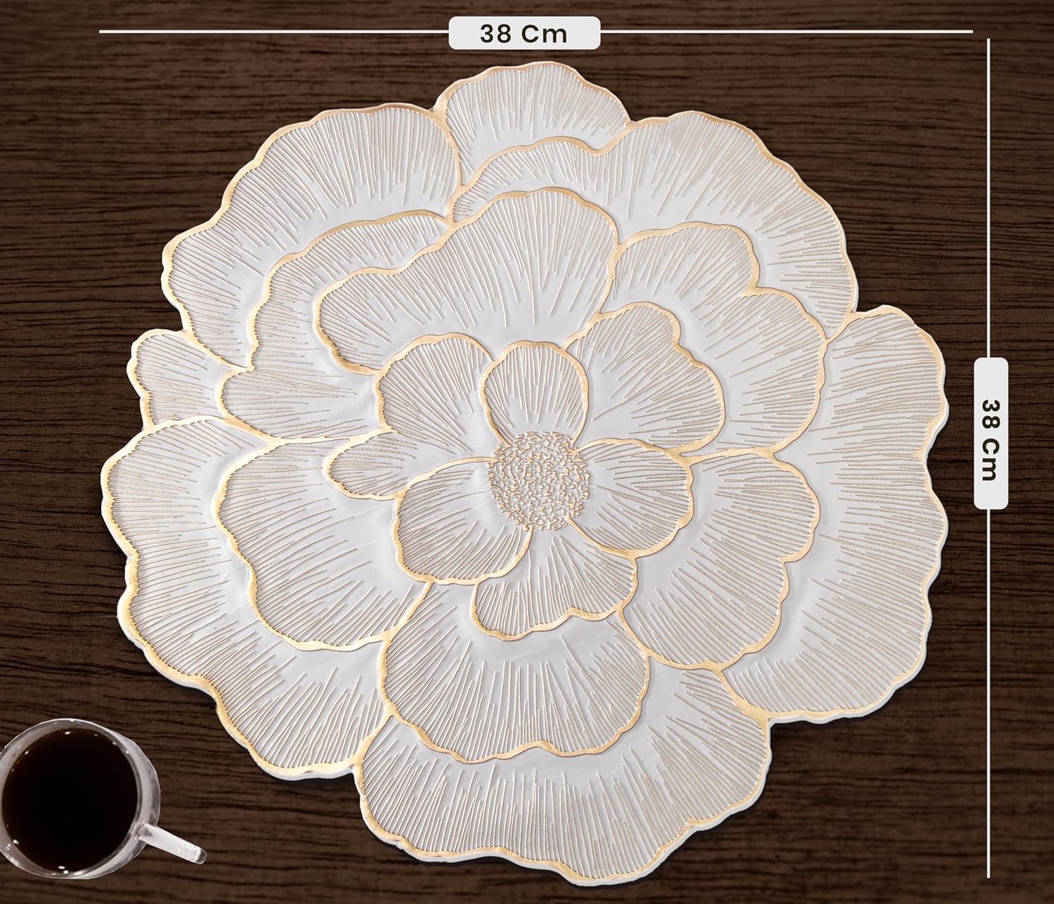Luxury Floral Golden Round PVC Placemat | Waterproof & Anti-Skid;f - Image 3