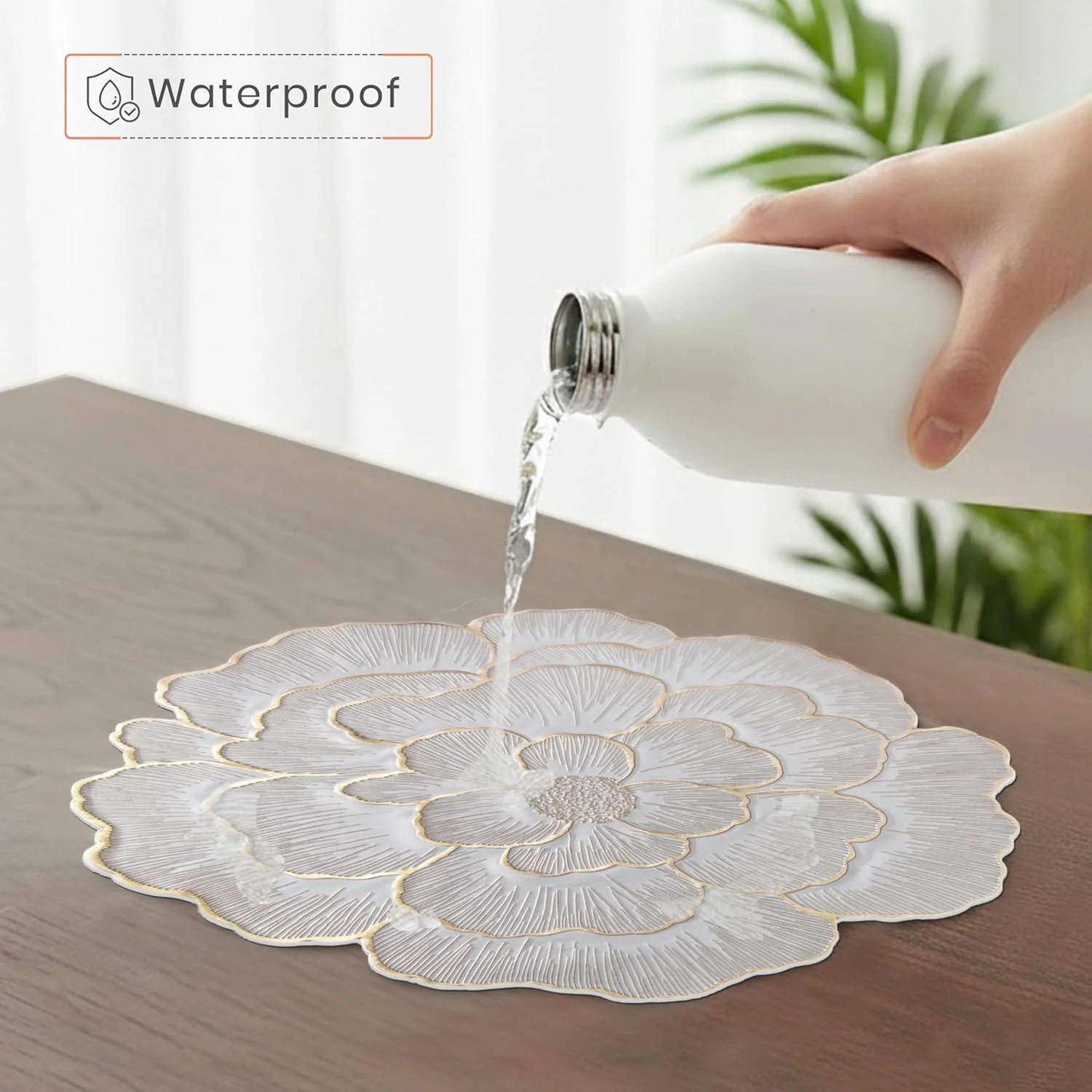 Luxury Floral Golden Round PVC Placemat | Waterproof & Anti-Skid;f - Image 4