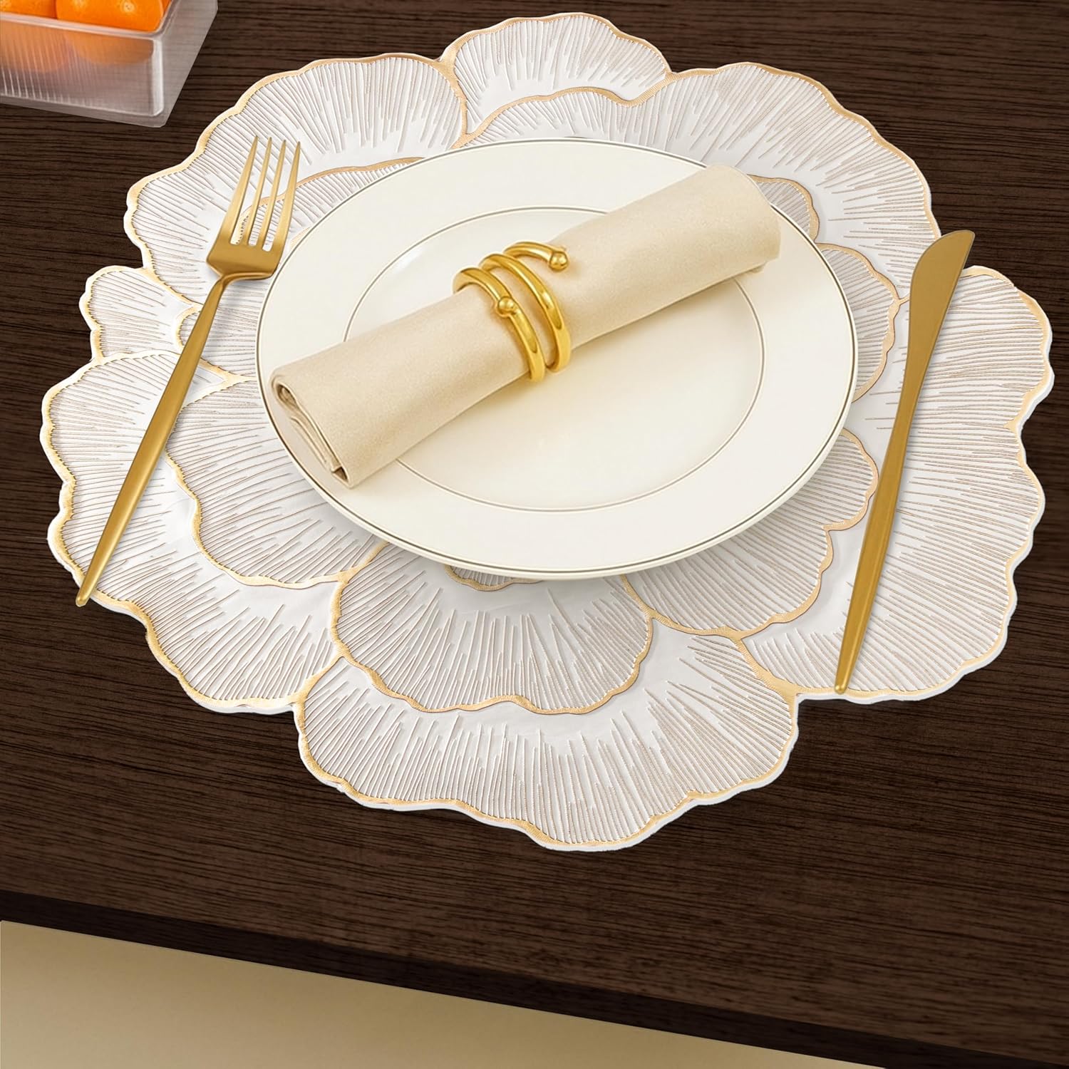 Luxury Floral Golden Round PVC Placemat | Waterproof & Anti-Skid;f - Image 7