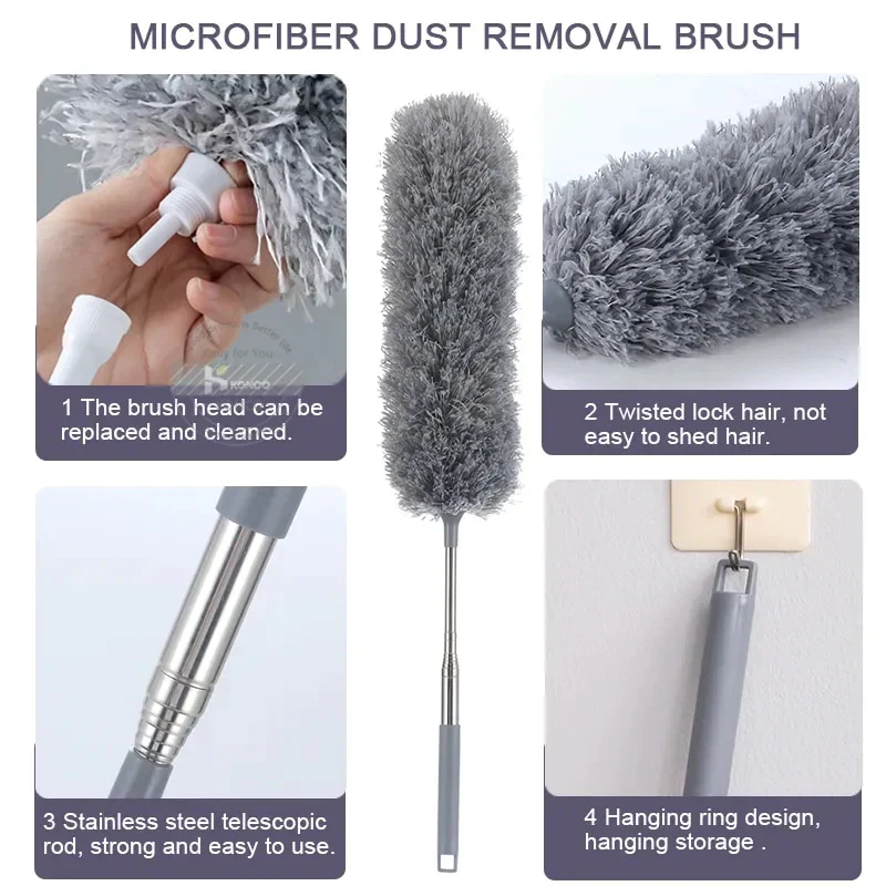 Microfiber 100 inch Extendable Feather Duster- With Extra Long Pole-.g - Image 6
