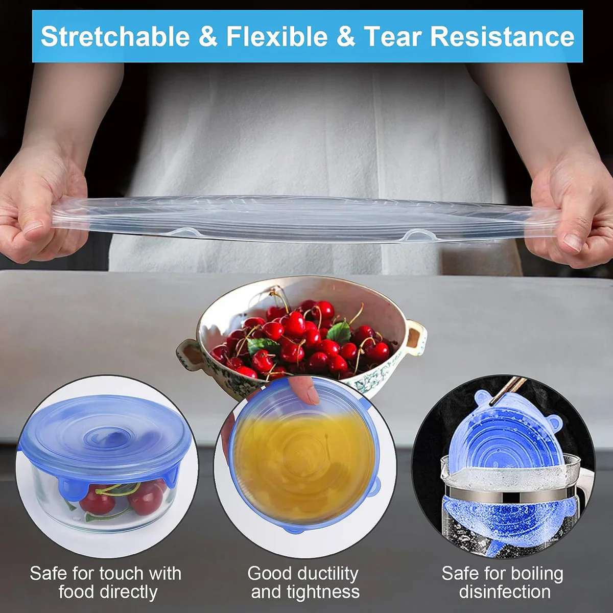 Multipurpose Silicone Lid - Reusable & Microwave Safe(pack of 6 lids) 🔥 - Image 3