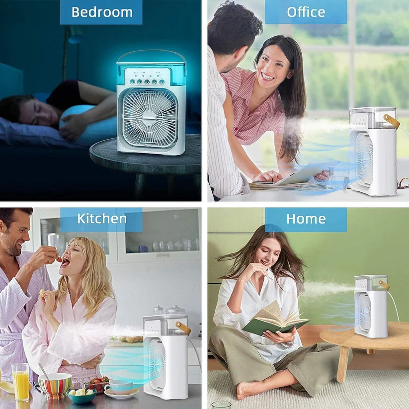 Portable 4-in-1 Mini Air Cooler Fan- With Water Spray - Image 3