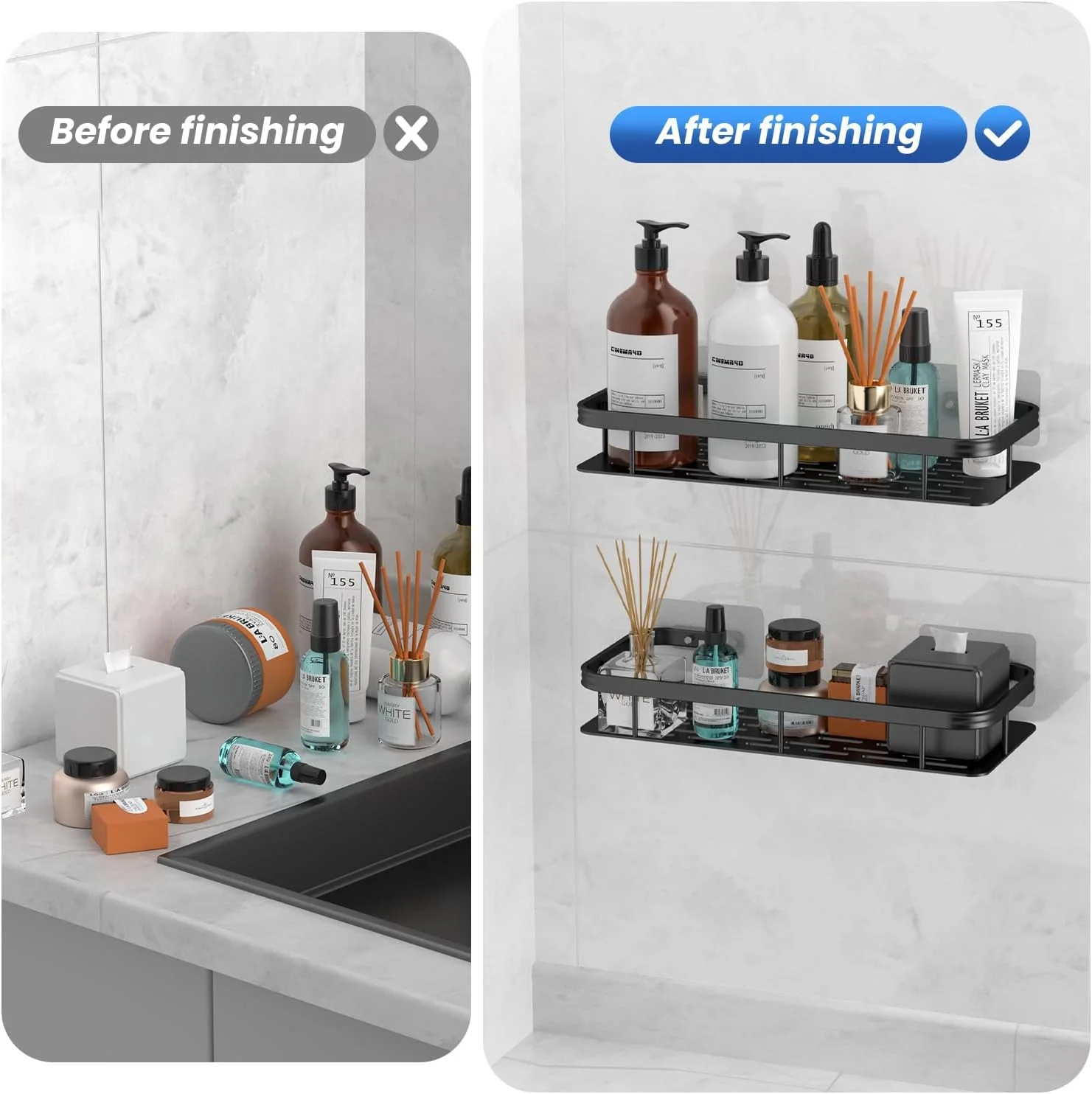 Premium Metal Home & Bathroom Wall Shelf Organiser, Black. -g - Image 4