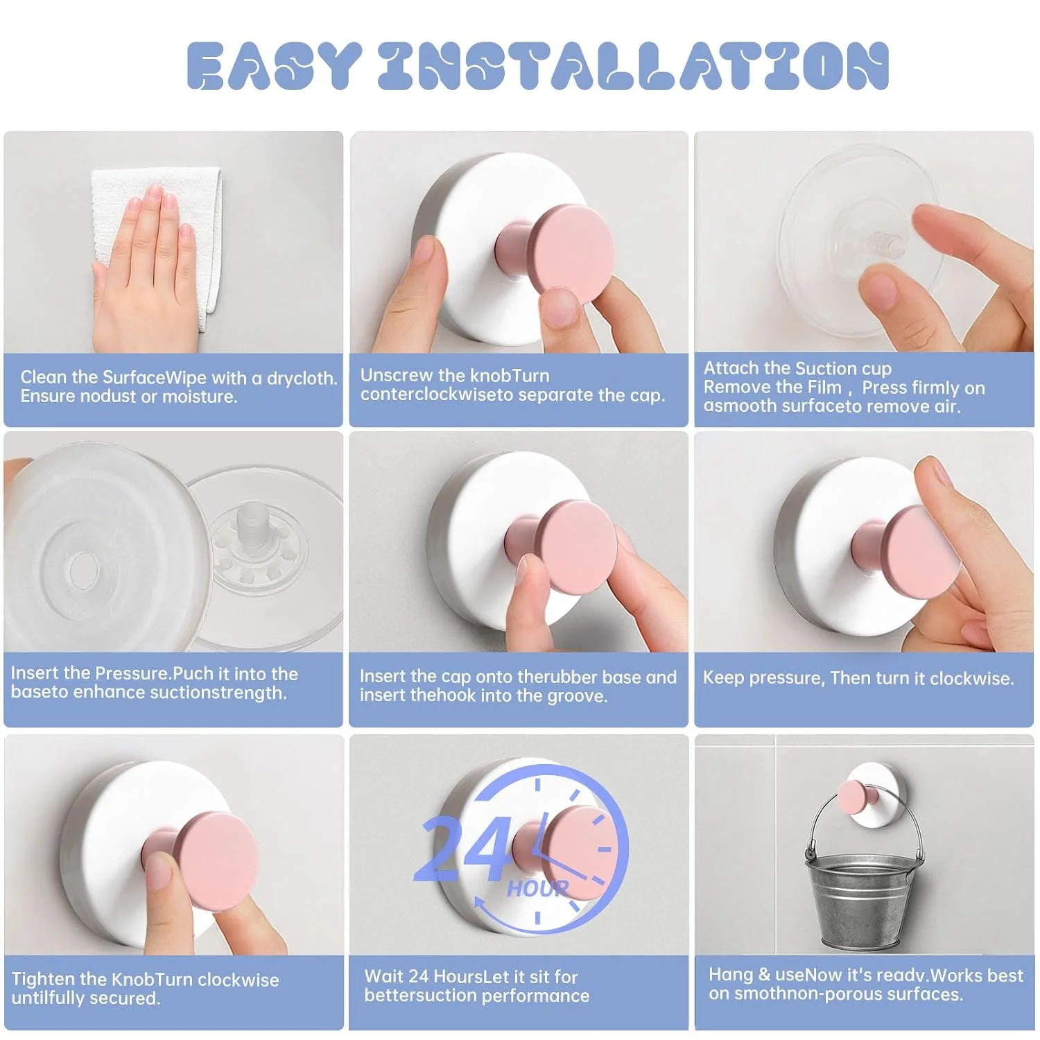 Reusable Heavy-Duty Suction Cup Hooks (Set of 4) – Removable Waterproof Wall Hooks;g - Image 11