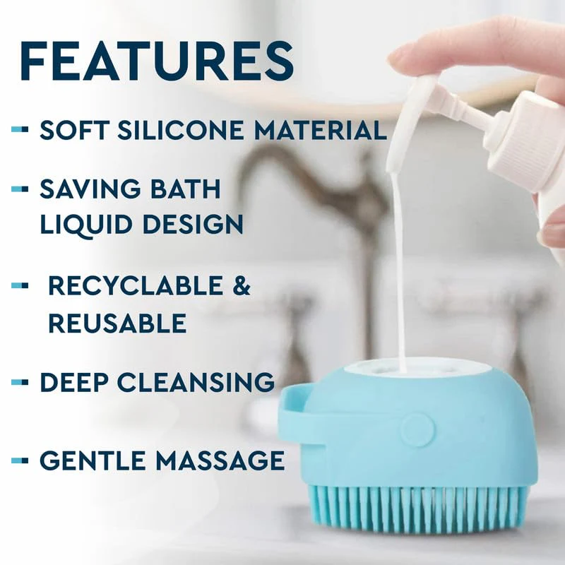 Scrubbing Soft Silicone Bath Brush- With Gel Storage- Pack of 1 - Image 4