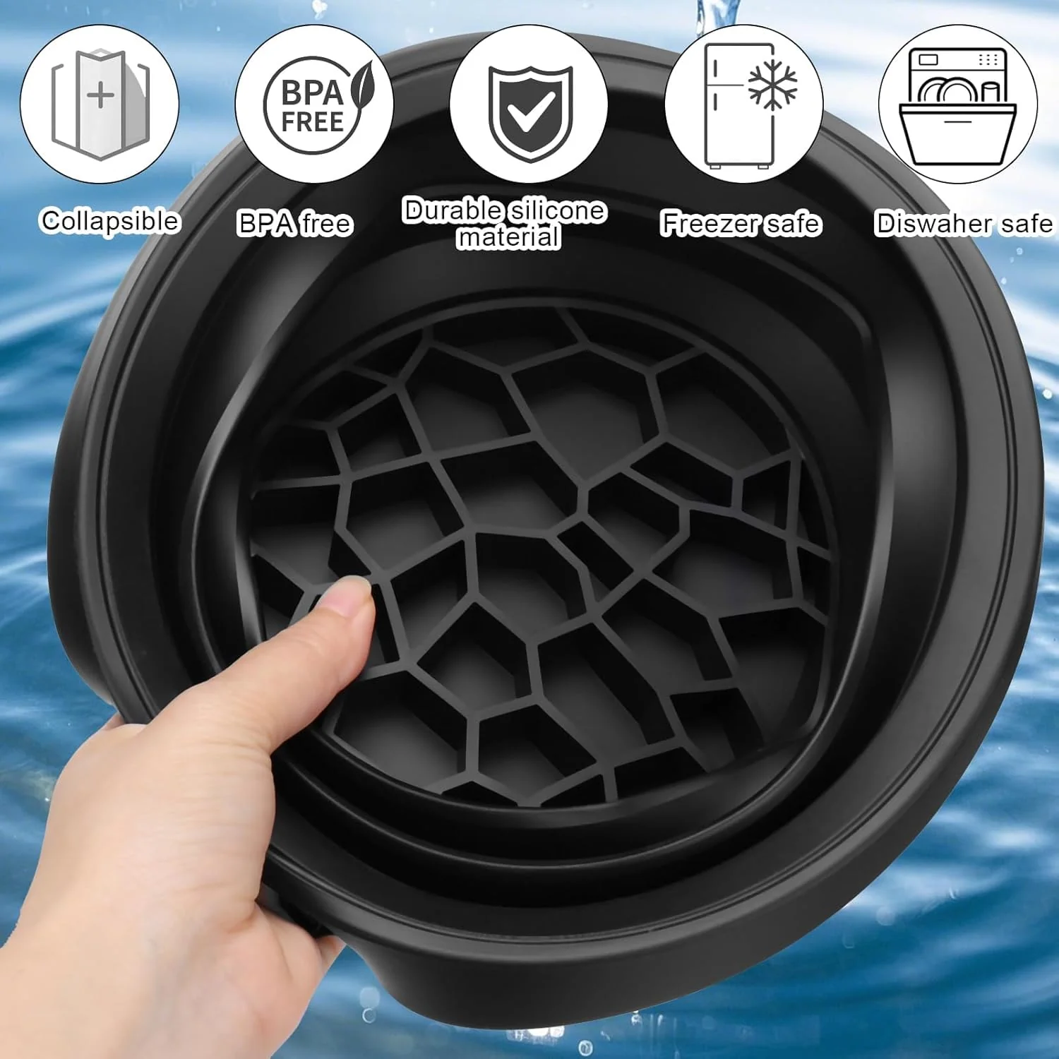 Silicone Facial Ice Bath Bowl – Collapsible Cold Therapy Spa Tool; f - Image 2