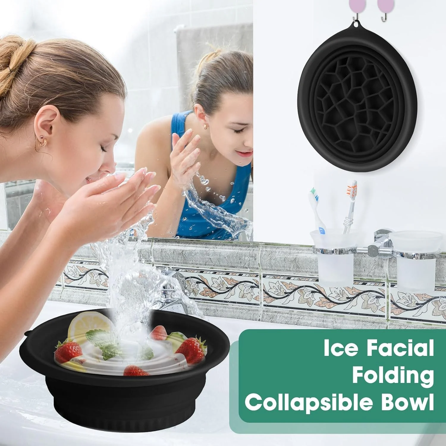 Silicone Facial Ice Bath Bowl – Collapsible Cold Therapy Spa Tool; f - Image 6
