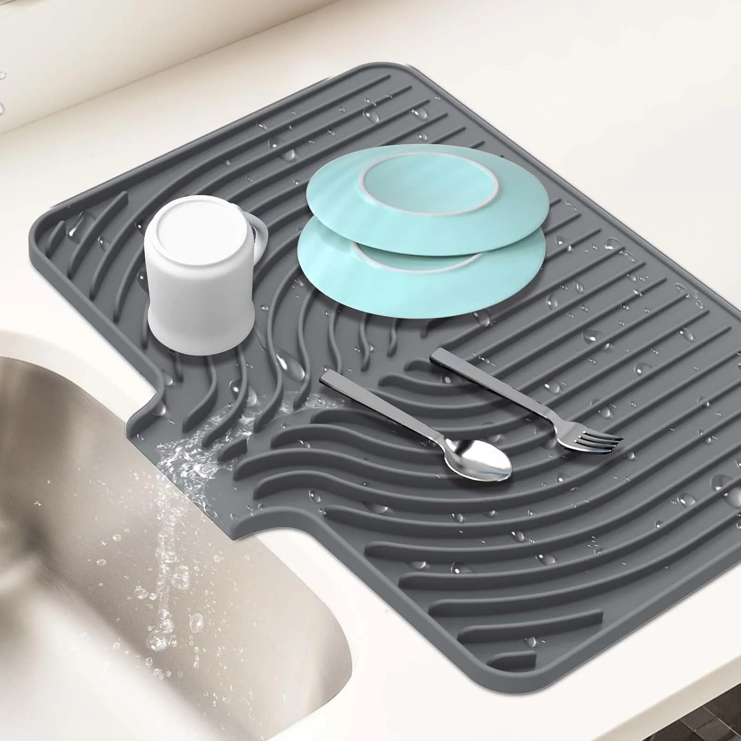 Silicone Kitchen Dish Drain Mat (40 × 30 cm)- g