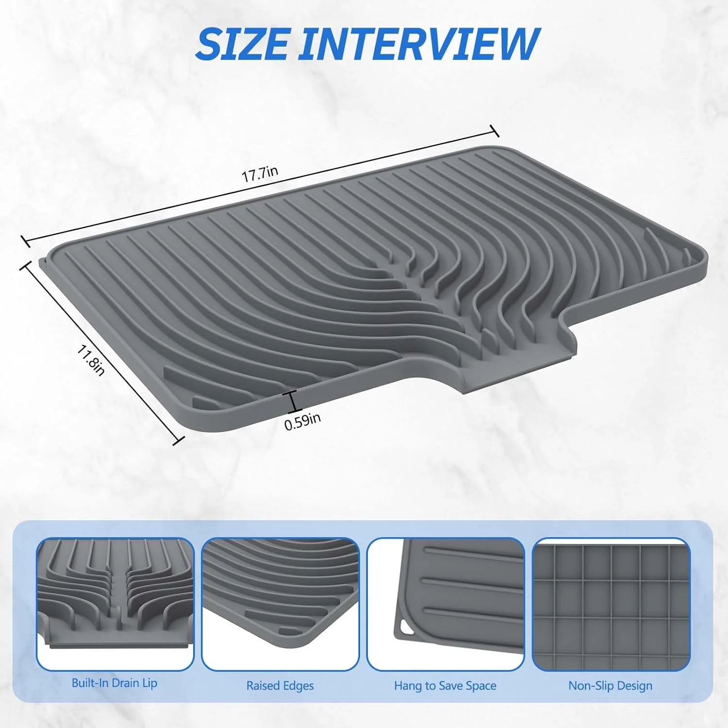 Silicone Kitchen Dish Drain Mat (40 × 30 cm)- g - Image 3