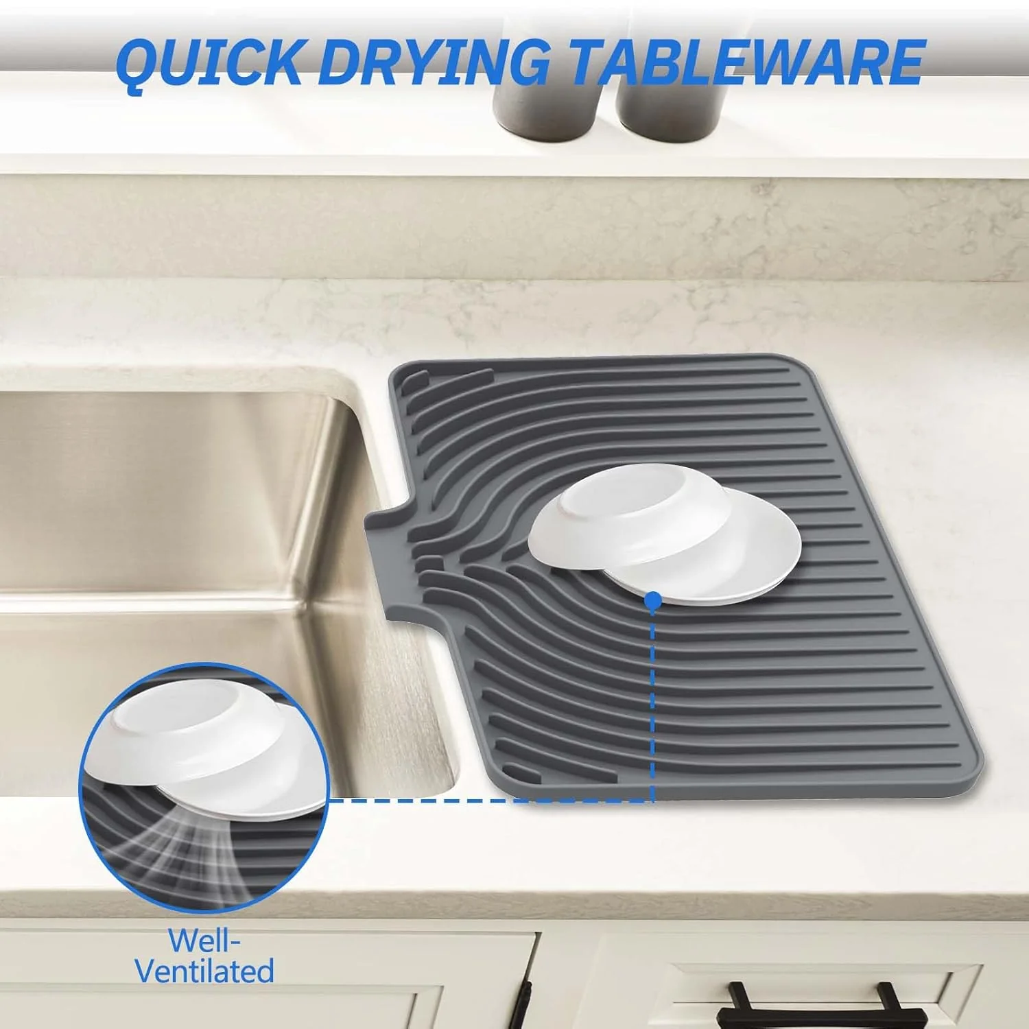 Silicone Kitchen Dish Drain Mat (40 × 30 cm)- g - Image 5