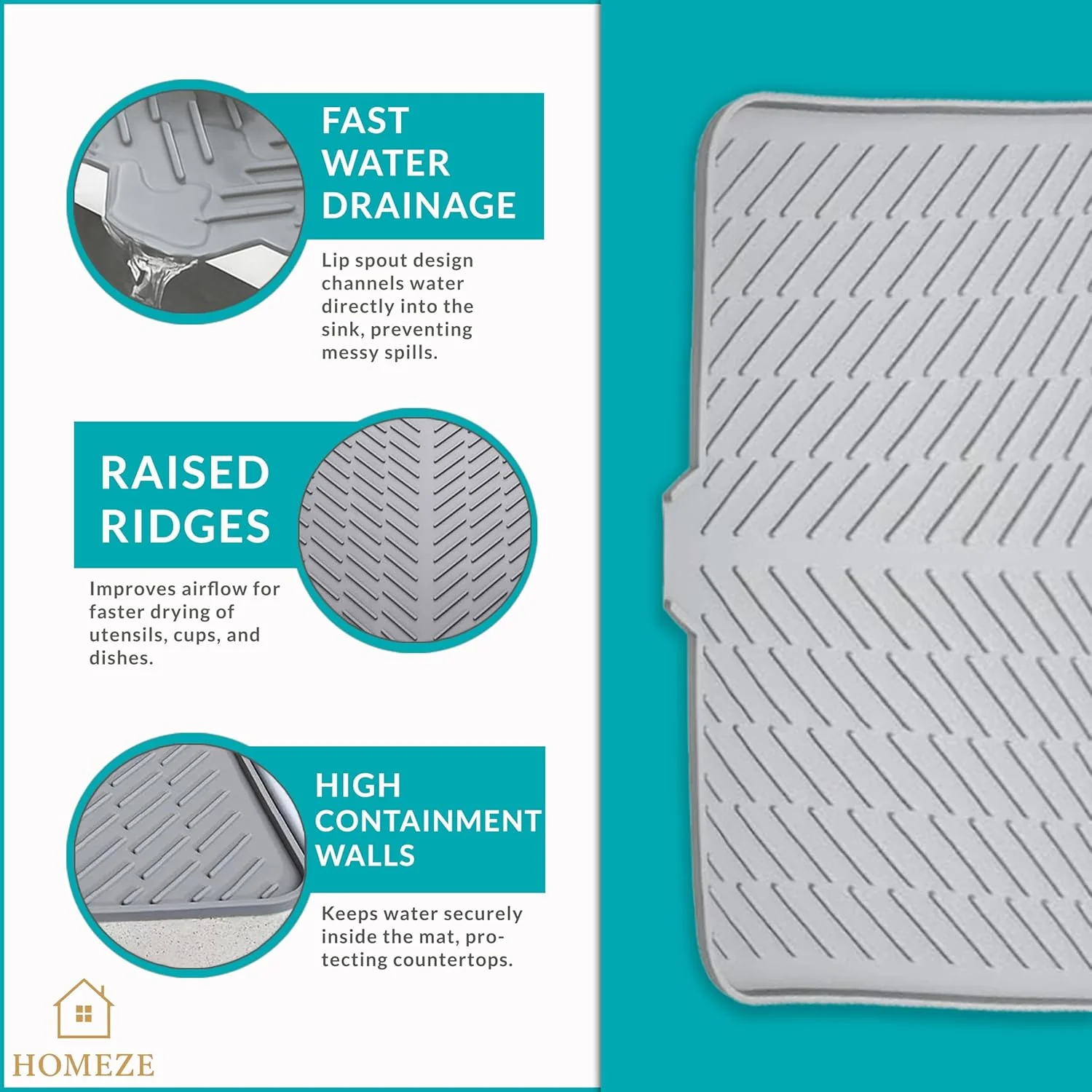 Silicone Kitchen Dish Drain Mat (40 × 30 cm)- g - Image 6
