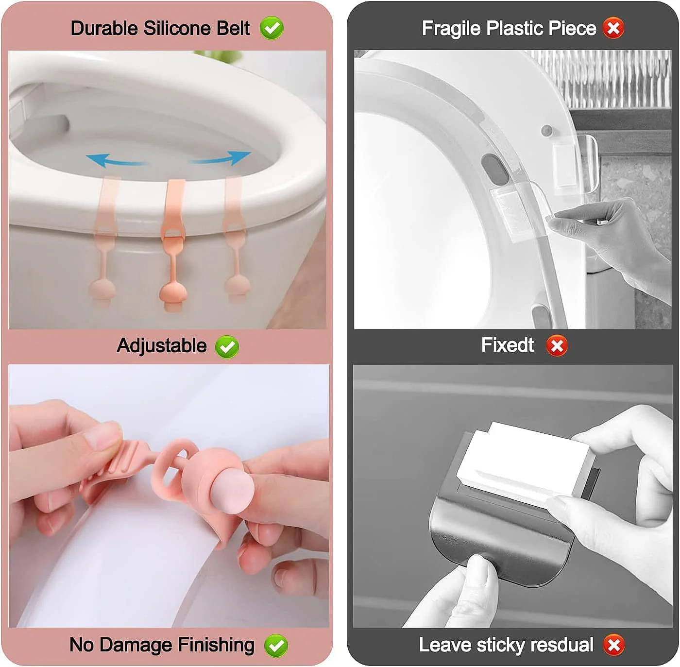 Silicone Toilet Seat Lifter Handle (Pack of 4) – Self-Adhesive Hygienic Toilet Cover Clip; f - Image 2