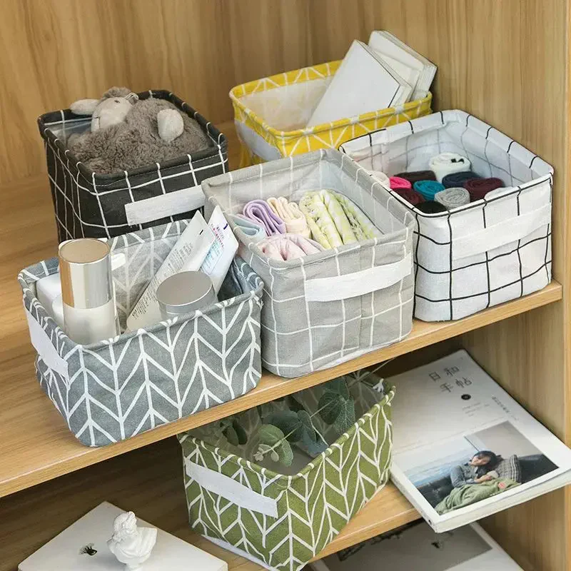 Small Foldable Canvas Storage Basket (Pack of 4) ,g