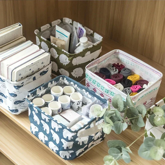 Small Foldable Canvas Storage Basket (Pack of 4) ,g - Image 2