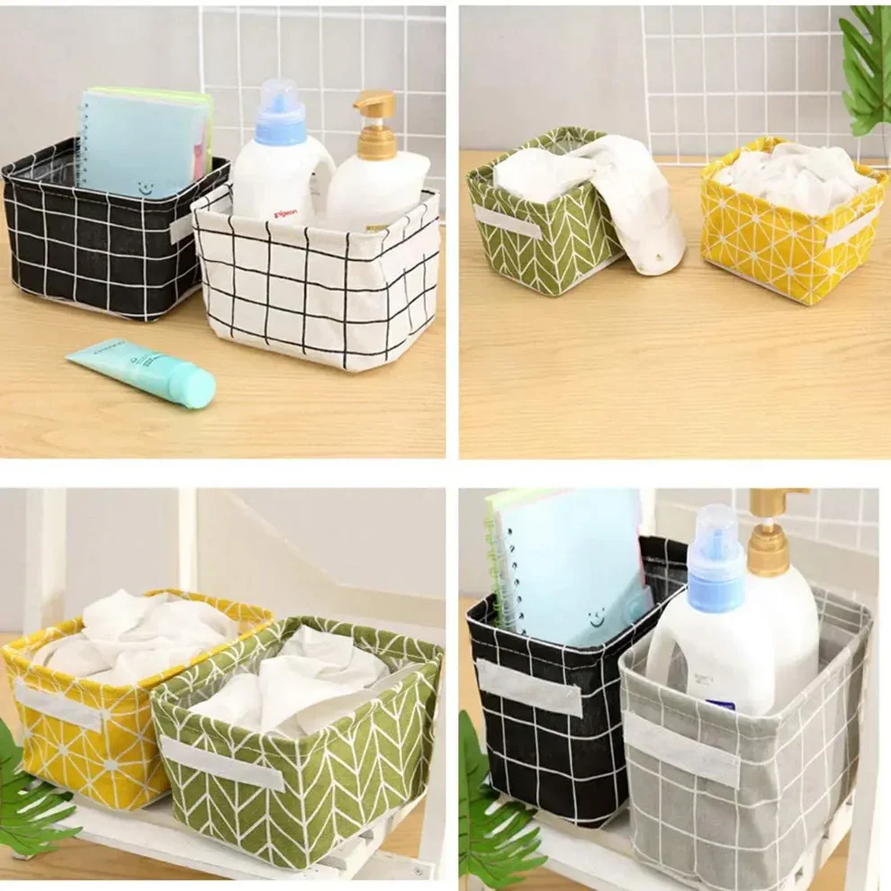 Small Foldable Canvas Storage Basket (Pack of 4) ,g - Image 3
