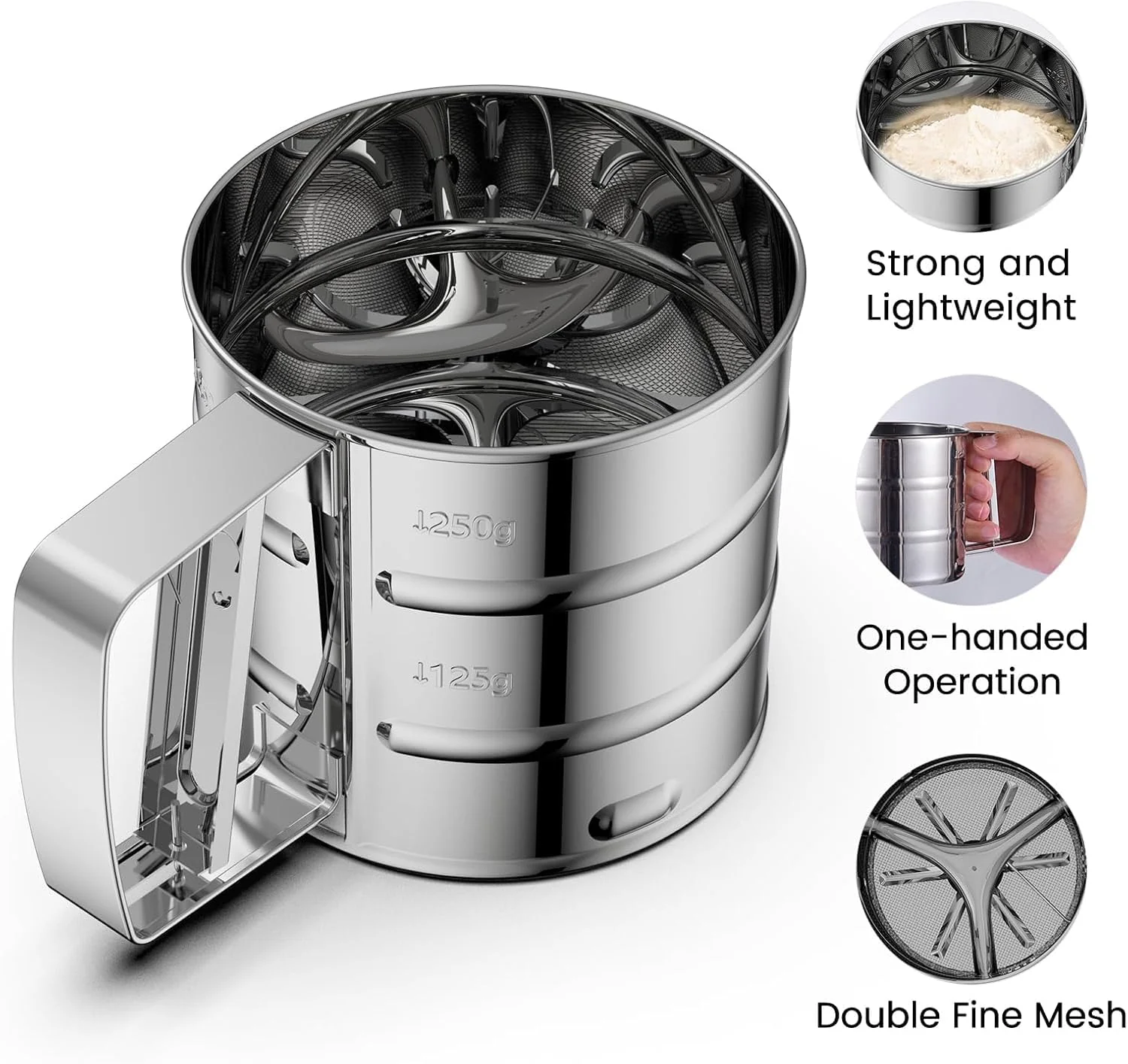 Steel Manual Flour Sifter – Clean, Quick & Efficient Sieving-.g - Image 7